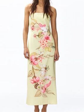 yellow floral bandeau dress